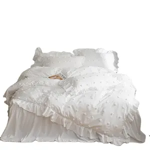 Marka yeni ev yatak seti Tufted jakarlı kadife yatak atmak yastıklar tafting pamuklu kumaş