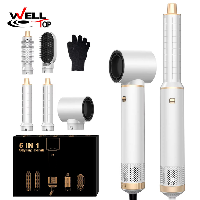 Multi-functional 5 in 1 Hair Dryer Professional Hair Styler Rotating Hot Air Brush Comb One Step Volumizer and Styler Set