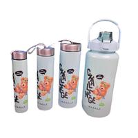 Ensemble de 4 bouteilles d'eau de 3000m Kawaii Vase Straw Cup Tumbler Gym Children Cartoon Cup with Bears Plastic for Shakes