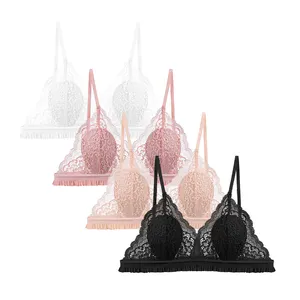 Hot Fashion Pink Lace Women's Bra Sexy 1/2 Cup Transparent Embroidery Deep V Quick Dry Feature Elegant Underwear Lingerie