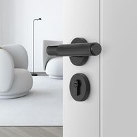 Poignée de porte intérieure en acier inoxydable et aluminium, finition noire mate, pour cuisine, passage, confidentialité