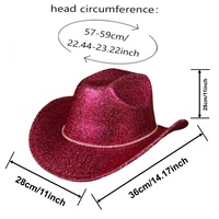 Chapeau de cowboy bohème western à paillettes rose vif avec bande de strass pour enterrement de vie de jeune fille, festival de musique, chapeaux de fête personnalisés pour femmes - Vente en gros