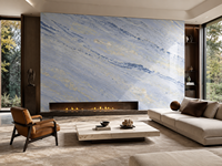 Dalle de marbre Blue Sky polie pour comptoir de salle de bain, panneau mural de douche, rebord de fenêtre, monte-escalier, plateau de table rond, crédence