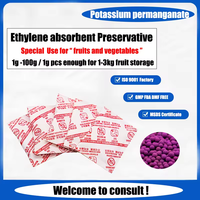 Directo de fábrica 1G 5g Bola púrpura Fruta Vegetal Conservante Etileno Bolsa absorbente KnMO4 Al2O3 Agente Químico Auxiliar