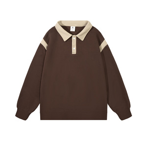 Sudadera Polo de Algodón para Hombre de 320g, Marca Privada, Estilo Moderno con Contraste de Color, Talla Grande, Venta al Por Mayor - Product Image 4