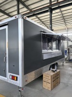 Remorque alimentaire carrée gris argent foncé entièrement équipée, camion de restauration mobile, cuisine en acier inoxydable, nourriture de rue, snacks