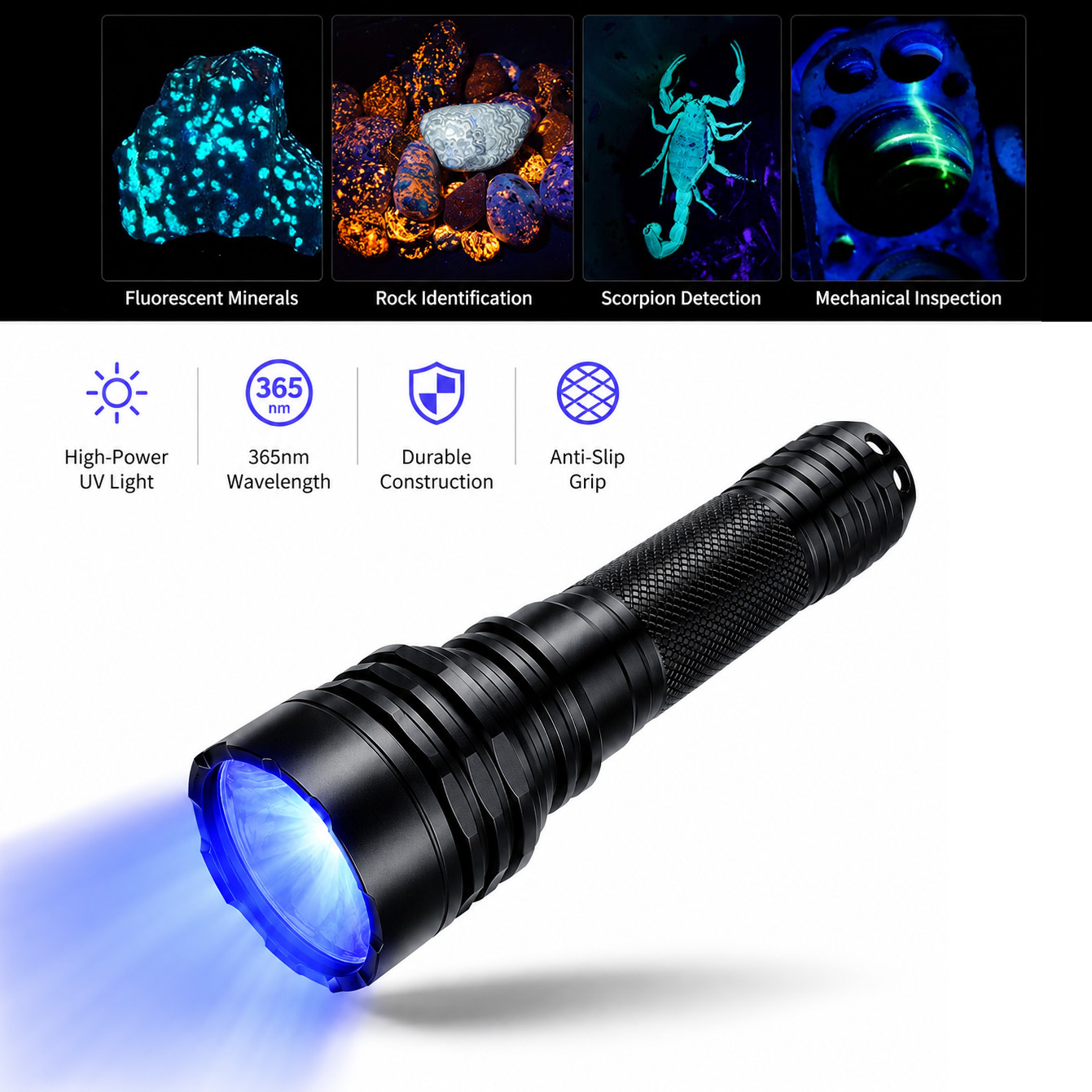 Manta Ray M45 UV Flashlight - 365nm 12W Rechargeable Light