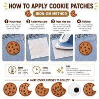 Lot en gros de patchs brodés thermocollants et à coudre, motif cookie aux pépites de chocolat mordu avec yeux boule, mignons et amusants, sur le thème de la nourriture