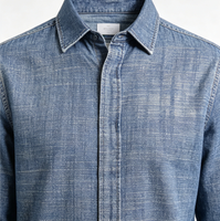 Tissu denim tissé à effet flammé pour vêtements féminins, chemises, jupes et pantalons en coton uni