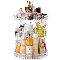 Boîte de rangement cosmétique transparente en acrylique rotative à 360 degrés, organisateur de maquillage de bureau pour dortoirs