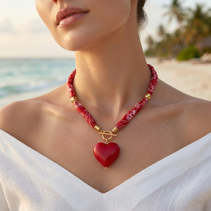 Collana Bandana in Acciaio Inossidabile, Choker Estivo Placcato Oro <span class=keywords><strong>con</strong></span> Ciondolo Oceano N787 - Product Image 4