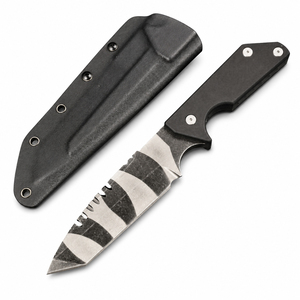 Couteau à lame fixe en acier 8Cr13 noir <span class=keywords><strong>de</strong></span> haute qualité, couteau <span class=keywords><strong>de</strong></span> survie et <span class=keywords><strong>de</strong></span> chasse plein pied, manche G10 avec étui Kydex - Product Image 1