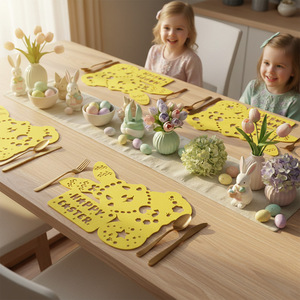 Frühlings-Oster-Tischset aus Filz, Hasen- und Eierform, rutschfeste Tischsets, hitzebeständig, langlebig, für Esstischdekoration - Product Image 3