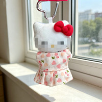 [Seulement en tissu] Accessoires de poupée Melody en forme de chaton de dessin animé avec boutons en forme de cœur, jupe à pois, en coton et polyester
