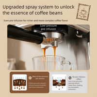 Machine à expresso de style italien pour la maison, la cuisine et le bureau, corps en acier inoxydable, réservoir d'eau de 1,2 L, buse à vapeur pour faire mousser le lait
