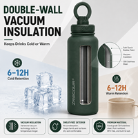 Bouteille d'eau isotherme sous vide de 32 oz avec couvercle magnétique pour téléphone, bouteille en acier inoxydable au toucher doux pour le sport, les voyages et les activités de plein air