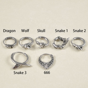 Punk Retro Body Stainless Steel Dragon Snake Wolf Skull Nose Ear Cartilage <strong>Tragus</strong> Helix Piercing Diamond Surgical Steel <strong>Hoop</strong> - Product Image 1