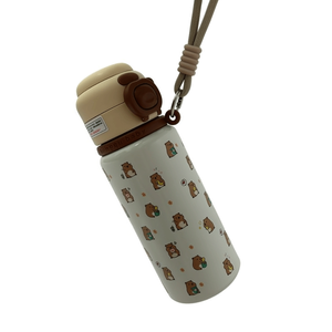 Botella de agua de acero inoxidable de 15oz/450ml para niños, libre de BPA, con tapa abatible y pajita. - Product Image 5