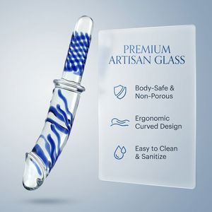 Huge Crystal Glass <strong>Dildos</strong> with Clear and Blue Color - Product Image 2