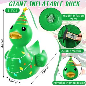 Canard gonflable géant de Noël de 4 pieds en PVC, grand canard en caoutchouc pour les fêtes de Noël, intérieur/extérieur, piscine - Product Image 5
