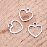 Pendentif Cœur Ouvert 12x11mm en Alliage de Zinc Argent Vieilli pour Collier d'Amour de la Saint-Valentin