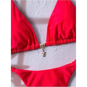 RoseSeek Ensemble de bikini 2 pièces pour femme, haut de bikini triangle à nouer, coupe haute, froncé, maillot de bain extensible - Product Image 3