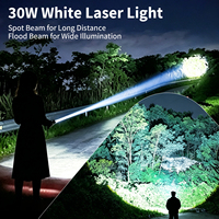 Lampe torche tactique 2-en-1 super lumineuse 30W avec laser blanc + lumière UV noire 365nm rechargeable pour inspection des taches d'animaux et chasse
