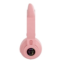 Headset Gaming versi lucu, earbud Gaming Earphone pesta tampilan LED Suara Kristal baterai tahan lama
