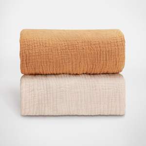 100% coton mousseline bébé lit drap ensemble 2 pièces hypoallergénique doux respirant <span class=keywords><strong>terre</strong></span> <span class=keywords><strong>cuite</strong></span> Beige infantile berceau couverture - Product Image 1