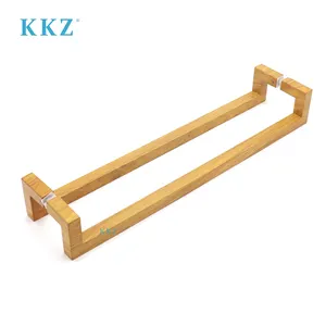 KKZ Manufacture Double-Sided Square Tube Wooden Handle For Indoor Bedrooms Outdoor Wood Door And Hotel Shop Office Glass Door