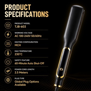 Elemento Calefactor MCH Chapado en Oro de 230 Grados 450F de Repuesto para Plancha Eléctrica Torlin, Plancha Plana Delgada de 8mm con Pantalla LED para Uso en Hoteles - Product Image 2