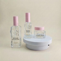 Ensemble d'emballages cosmétiques en verre transparent rectangulaire personnalisé, impression sérigraphique mate, 40 ml, 120 ml, pompe à lotion, crème pour le visage