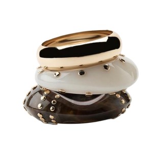 Kaimei 2026 đồ trang sức thời trang phụ nữ lớn Chunky Acrylic Vòng đeo tay phụ nữ tam giác mũm mĩm Vàng đinh tán Punk hip hop Vàng nhựa BANGLES - Product Image 1