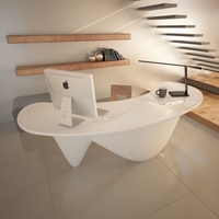 Mezza tondo moderno Executive Manager Ceo Desk White Home Office scrivania in pietra tavolo da lavoro mobili