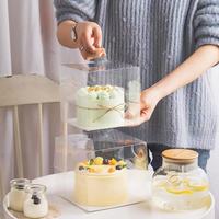 Boîte à gâteau transparente en PET de qualité alimentaire, écologique, en matériaux recyclés, avec poignées carrées en plastique, pour pain, aliments pour animaux, personnalisable OEM