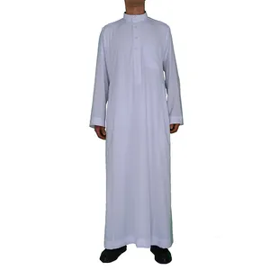 New Design White Color Arabic Thobe Muslim Dress for Islamic Men Clothing Thobe Long Sleeve Abaya Dress Thobe / Thawb Adults