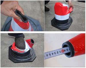 Groothandel 90Cm Hoge Kwaliteit Rubber Verkeerskegels Wit Reflecterend Tape Waarschuwingslicht Voor Verkeersveiligheid - Product Image 5