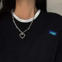 Punk fil ronces fer collier ras du cou pour femmes hommes hip-hop gothique coeur pendentif collier petites épines chaîne tour de cou bijoux
