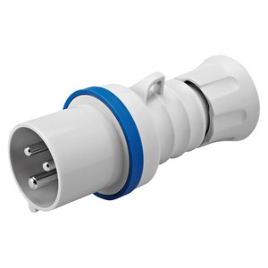 Prise mobile droite en plastique HP 2P+T 16A 250V IP44/IP54 avec anneau bleu et câblage à vis - Product Image 1