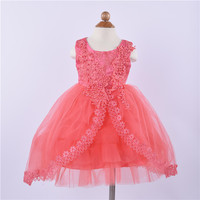 Pizzo fiore fiocco abbigliamento per bambini abito da ragazza matrimonio ragazza per bambini festa estiva Tulle Baby Princess Frock abito senza maniche ragazze