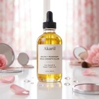 Akaril 120ml Huile Essentielle d'Argan et de Romarin pour la Croissance Capillaire, Elixir de Croissance Intense, Huile Capillaire Lissante, Traitement Réparateur pour la Croissance des Cheveux