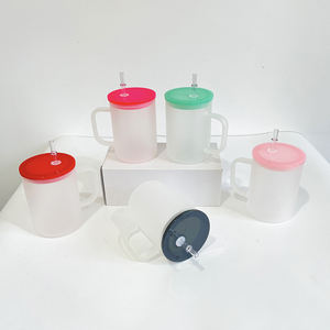 <span class=keywords><strong>Taza</strong></span> de café de vidrio <span class=keywords><strong>sublimable</strong></span> de 17oz con tapa de plástico de color Tazas de café con asa para transferencia de recubrimiento térmico - Product Image 4