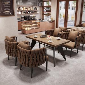 Industrial Style Coffee Shop <b>Sofa</b> Set Metal Frame High-Density Foam Durable Restaurant Furniture - Product Image 4