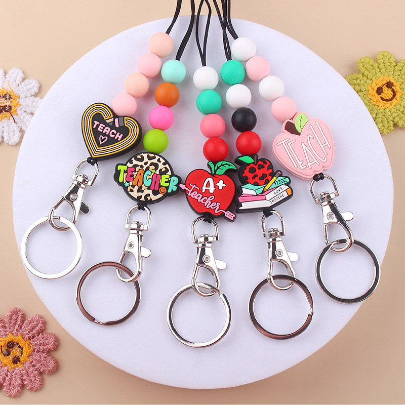 Custom Personalized Silicone Hand Wrist Key Chain Lanyard Silicone Pvc Keychain Short Strap Lanyard