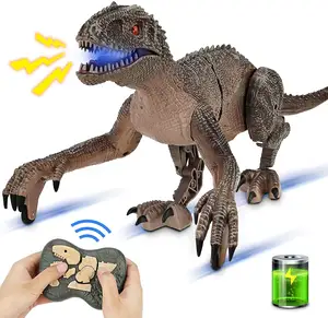 RC robot mainan dinosaurus Tyrannosaurus Rex, mainan Model dinosaurus Remote Control suara hewan untuk anak-anak