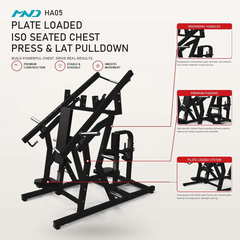 Modern Iso Seated Chest Press & Lat Pulldown Machine Gym Equipment MND ...