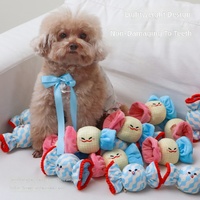Jouet en peluche pour animaux de compagnie, motif rayé, couineur, à froisser, à mâcher, pour la dentition, lavable, interactif pour chat et chien, anti-stress à presser