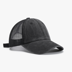 Casquette de baseball classique en maille, style trucker, délavée, respirante, réglable, à <span class=keywords><strong>fermeture</strong></span> <span class=keywords><strong>snapback</strong></span>, pour usage quotidien, avec dos en maille, OEM/ODM - Product Image 4