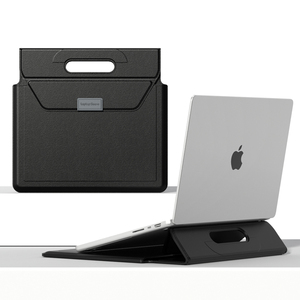 Sacoche d'affaires portable 13-16 pouces en cuir PU avec poignée, support pliable pour ordinateur portable, étui pour <span class=keywords><strong>MacBook</strong></span> Air 13.3 <span class=keywords><strong>Pro</strong></span> <span class=keywords><strong>14</strong></span> - Product Image 1