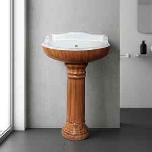 Ensemble de lavabo sur pied Vinus, design sud-ouest, plaqué or, couleur rose, céramique, articles sanitaires pour salle de bain - Product Image 2